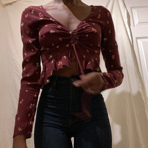 adjustable cropped printed blouse